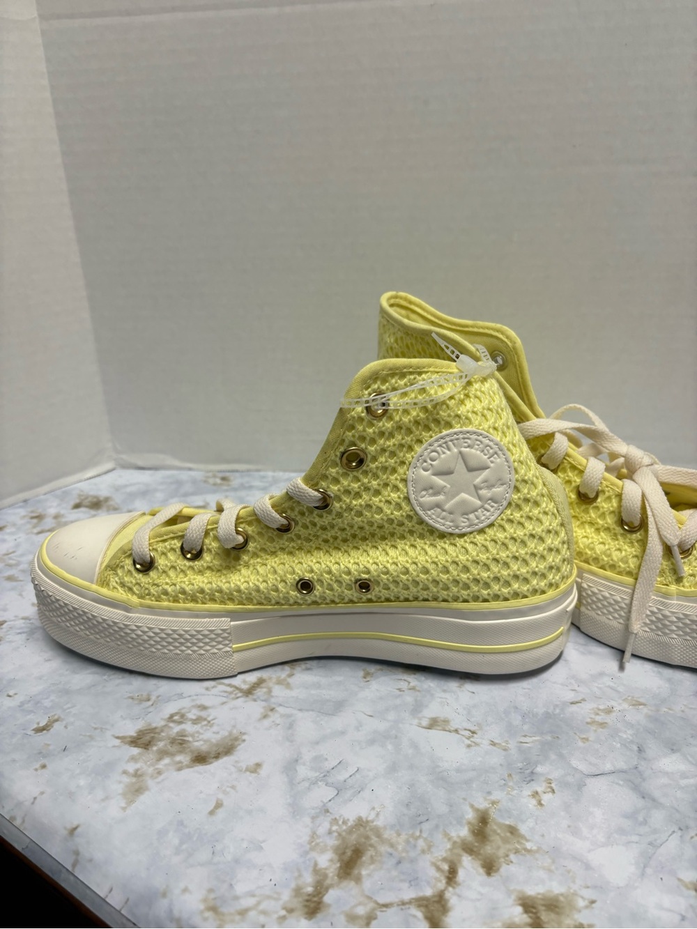 Converse Yellow High-Top Kids Sneakers with Star Patch
